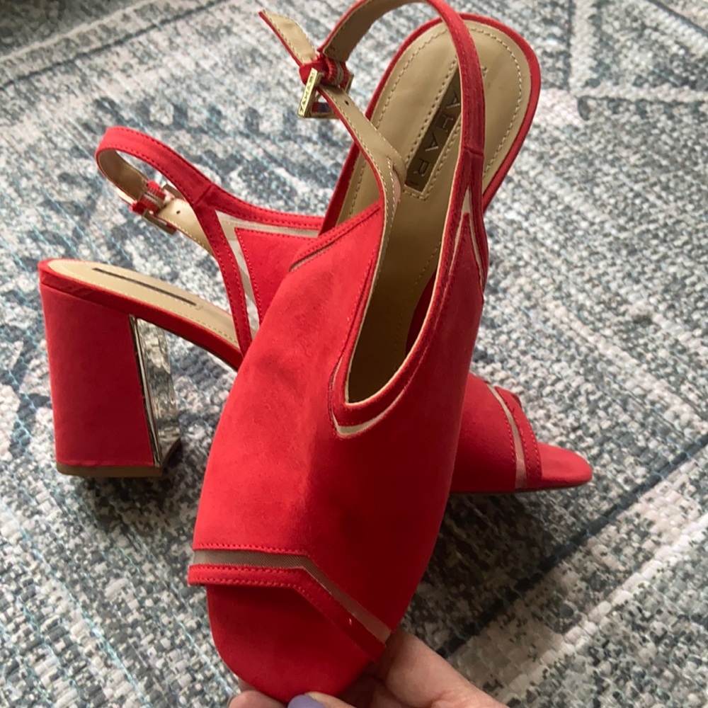 Tahari Coral Red A-Lark Open Toe Sandals